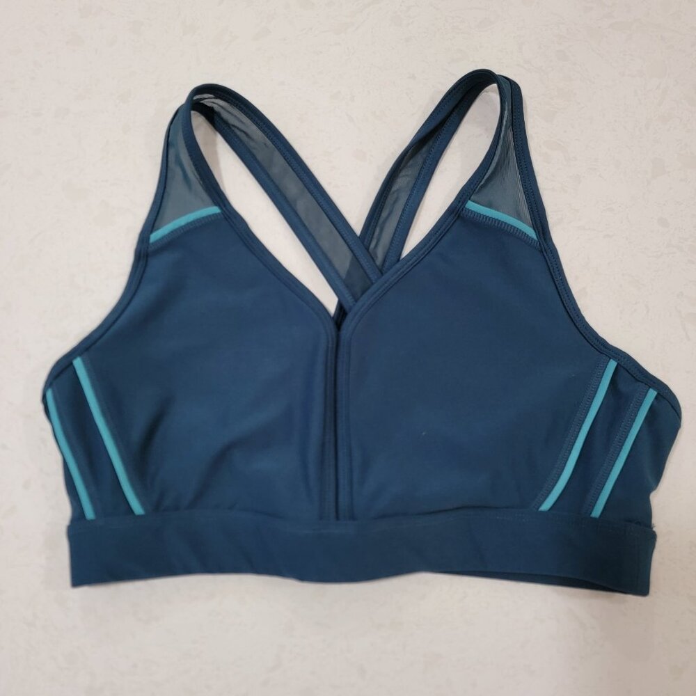 Avia Sports Bra‎ Women Moisture Wicking Mesh Breathable Racerback Teal L 12-14